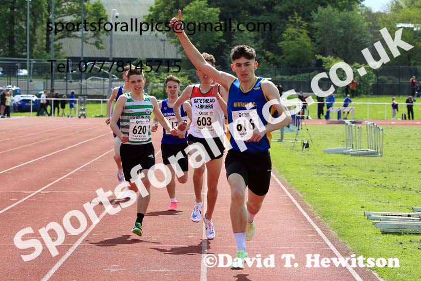 Mens Under-20s 1500 metres, 2023 North Eastern Track and Field Champs., Middlesbrough Sports Village, Middlesbrough. Photo: David T. Hewitson/Sports for All Pics
